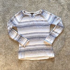 Eddie Bauer blue and white striped cotton sweater
